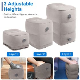 Inflatable Foot Rest Pillow for Travel - Leg Care Cushion to Relieve Swelling & Improve Blood Circulation , 3 Adjustable Heights, Double Cap Valv