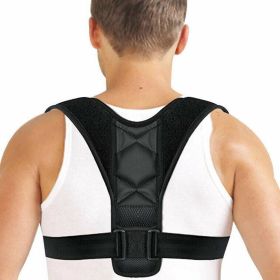 Posture Clavicle Support Corrector Back Straight Shoulders Brace Strap Correct (Color: black)