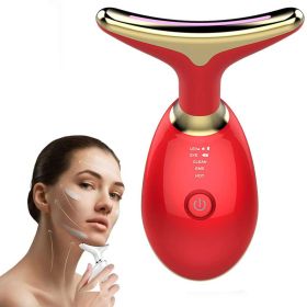 Neck Face Massager Face Sculpting Tool 3 Colour Modes and Vibration for Facial Massager for Double Chin (Color: Red)